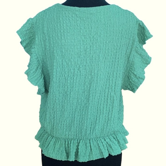 Sage Green Faux Wrap Ruffle Top Size Large - Picture 4 of 8